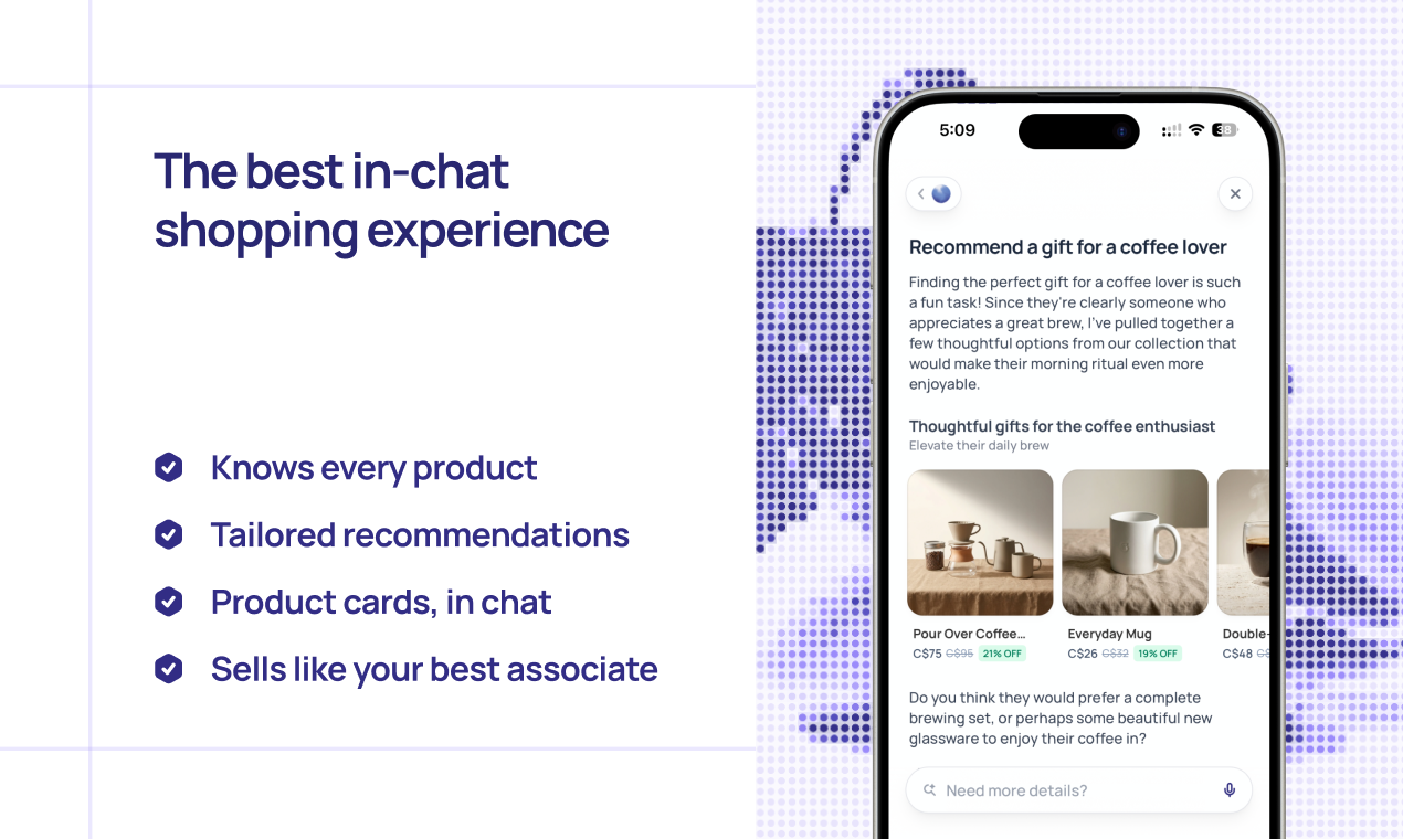 Angle recommending products in chat